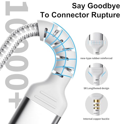 ULIFTUS 6 Inch USB C Cable for iPhone 15 Pro/Max, 3-Pack Braided USB A to USB C Cable Fast Charging Type C Cord for Samsung Galaxy S23 Google Pixel, Short USB C Charger Cable 0.5ft -Silver - size: 0.5 Feet