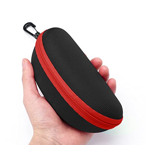 3pcs Zipper Hard Shell Sunglasses Case and Eyeglasses Case Portable Travel Glasses Case with Plastic Hook - color: Red