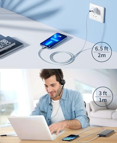 MFi Certified iPhone Charger, 4Packs(3/6/6/10FT) USB iPhone Charging Cable Nylon Braided Fast Charging Cord Compatible for iPhones/Pad(Gray +White) - color: Gray White, size: 4Pack 3/6/6/10 ft