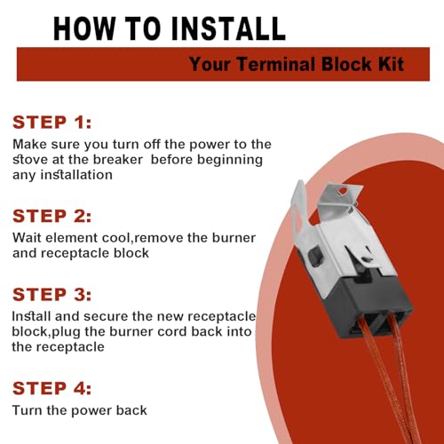 WB17T10006 Terminal Block Kit Compatible with GE Electric Stove, 2 Pack | Range Surface Burner Plug Connector Replacement Kit, Replaces AP3203326 WB17K10003 WB17T10009 - size: 2 PCS