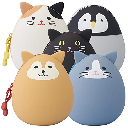 LIHIT LAB PuniLabo Mini Zipper Pouch, Egg-Shaped, 2.2" x 2.4", Shiba Dog (A7782-2) - color: Shiba Dog, size: Medium: 2.2 × 2.4 inches