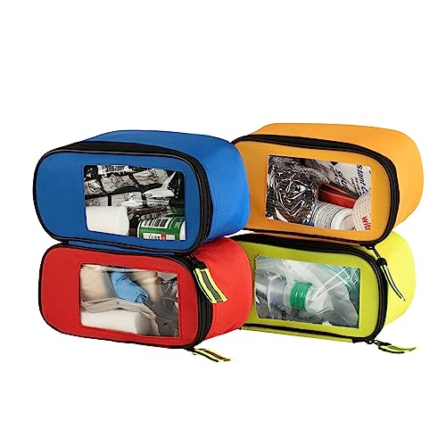 Scherber Fully-Stocked Premium First Responder Backpack | EMT/EMS Medic Trauma & Oxygen Medical Professional Kit | Bag w/ 4 Color-Coded Removable Pouches, O2 Storage, & 250+ First Aid Supplies - Red - color: Red