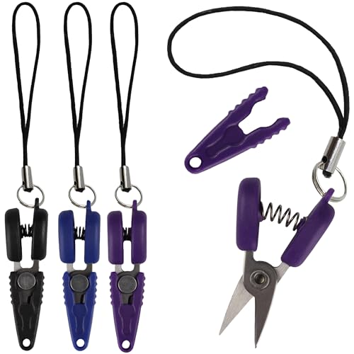 JubileeYarn Itty Bitty Snippy Portable TSA Compliant Keychain Scissors - Shock Blue, Atomic Black, Electric Indigo - 1 Scissor Each - color: Shock Blue, Atomic Black, Electric Indig, size: 3 Pairs