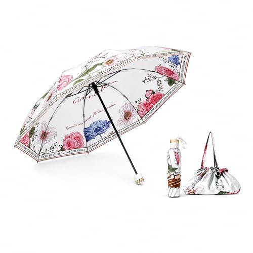 Manual Travel Umbrella with UPF 50+ UV Protection - color: MULTI-FLOWEROCEAN