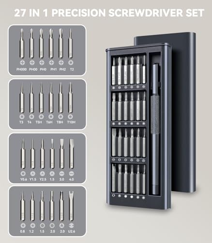 efekol Small Precision Screwdriver Set - Electronics Repair Tiny Tool Kit [Super Durable],for Ring Doorbell, Laptop, Switch, PS5, Xbox, Macbook, iPhone, Watch, Glasses,Fathers Day Dad Gifts for Men - style: 27 IN 1 Set