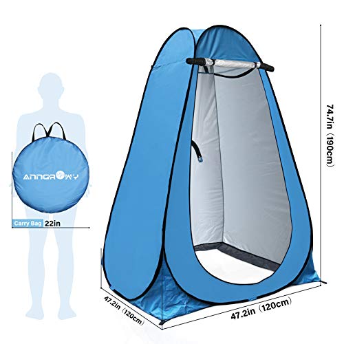 Anngrowy Pop Up Privacy Shower Tent - Portable Outdoor Camping Bathroom Toilet Changing Dressing Room - UPF40+ Waterproof - color: Blue