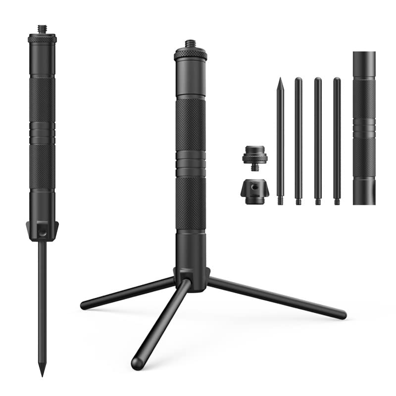 HUIOP BBQ Lantern Stand, Aluminum Lantern Stand Camping Lamp Pole Foldable Light Support Holder Lamp Bracket Camera Phone Tripod Stand for Picnic Hiking Backpacking Fishing Garden BBQ