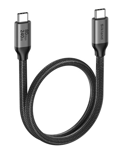 Silkland USB 4 for Thunderbolt 5 Cable 1.6FT, 80Gbps USB C Data Cable, 240W | with 120Gbps Bandwidth for 4K@540Hz/Dual 8K, Short USB C Compatible for Thunderbolt 4, SSD, MacBook, iPhone 17/16, iPad, Dock - size: 1.6 Feet