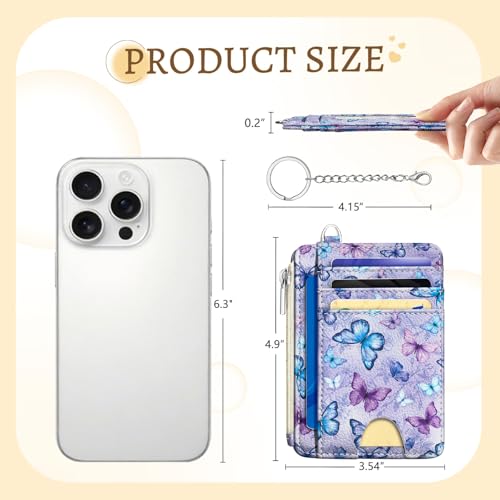 Kelvoris Credit Card Holder Small Wallet Women, Slim RFID, Butterfly - color: Colorful Butterfly