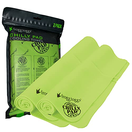 FROGG TOGGS Chilly Pad Cooling Towels for Face and Neck, 2 Pack, 33"x13" - color: Lime - 2 Pack