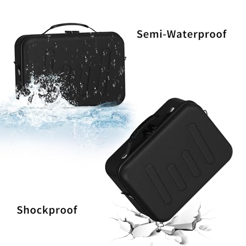 Hard Shell Camera Case Compatible with Canon EOS Rebel T7/R50/R100 and More DSLR & Mirrorless Cameras – Portable Travel Bag with Adjustable Dividers, Mesh Pocket & Shoulder Strap (Black) - color: Black