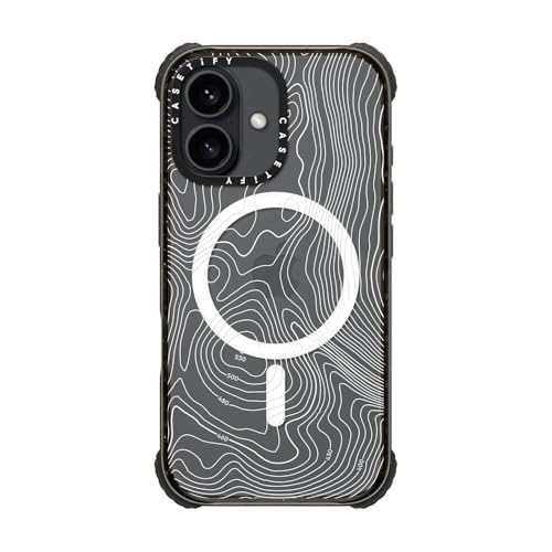 CASETiFY for iPhone 16 Case - Ultra Impact Compatible with MagSafe | Strong Slim | 11.5 ft. 5X Militray Grade Drop Protection | Topography Map | Black - color: Topography Map, size: Iphone 16 (6.1")
