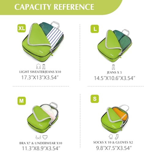 Gonex Compression Packing Cubes, 4-Piece Expandable Travel Organizers - color: 4-Green, size: 4 Set