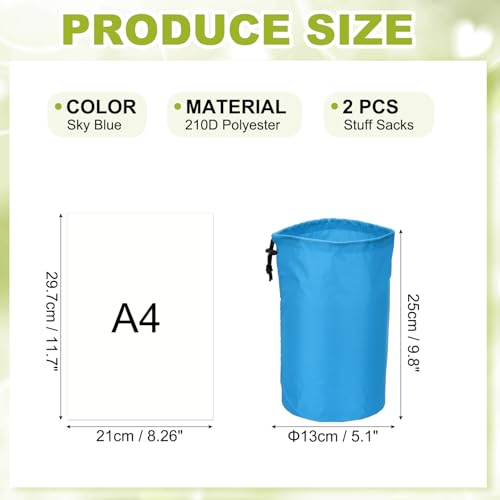 Drawstring Bag with Toggle, Cinch and Ditty Pouch Portable Outdoor Products Ditty Bag 5x10 & 2Pcs & Sky Blue - Fit For(Backpacking/Camping/Traveling) - color: Sky Blue, size: 5x10"