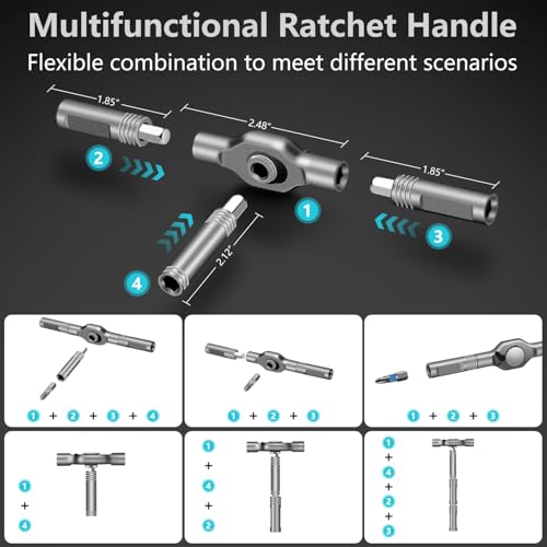 24 in 1 Magnetic Screwdriver Set, DIY Ratchet Screwdriver Set, Multi Bit Magnetic Drive Set with Detachable Ratchet Handle, Portable Compact Repair Tool Kit - color: Light Gray