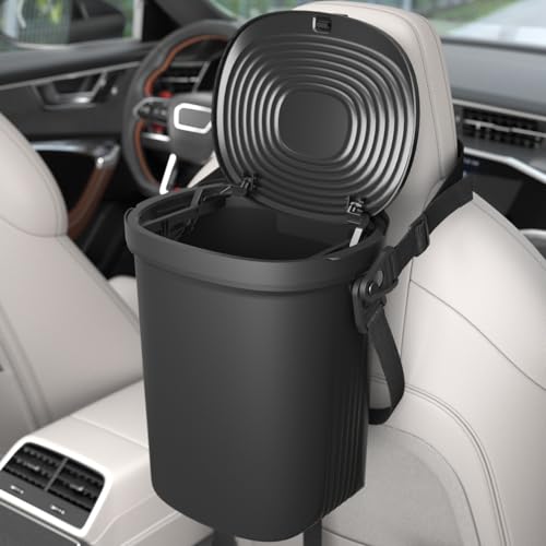 Garoopion Soft Silicone Car Trash Can 1.9 Gallon with Leakproof Design - color: Black