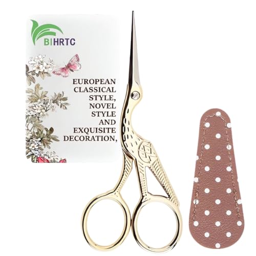 BIHRTC 4.5Inch Embroidery Scissors Sharp Tip Stainless Steel DIY Tool | Scissors for Knitting Cross Stitch Cutting Embroidery Sewing Handcraft Craft Art Work Gold - color: Gold, size: 4.5inch
