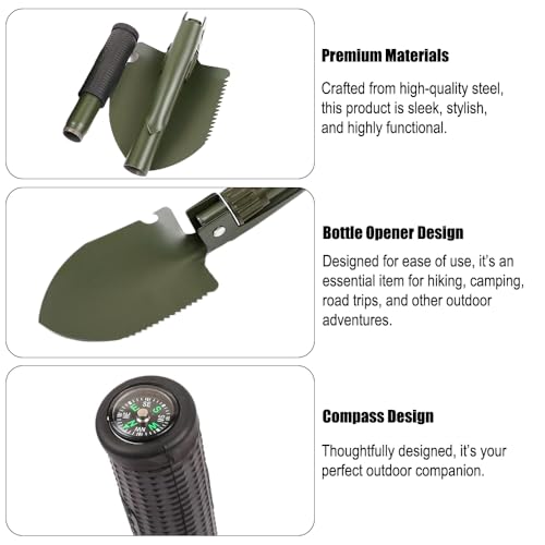Mini Folding Shovel, Portable Lightweight Outdoor Tactical Survival Foldable Mini Shovel, Entrenching Tool, Camping, Hiking, Digging, Car Emergency - Green