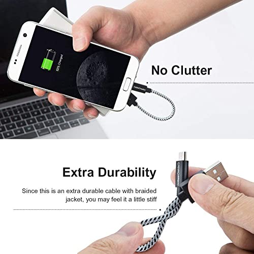 CableCreation Short Micro USB Cable, USB to Micro USB 24 AWG Triple Shielded Fast Charger Cable, Compatible with PS5/PS4, Raspberry Pi Zero, Chromecast, Phone, 0.5FT/6 inch Black - color: Black, size: 0.5FT