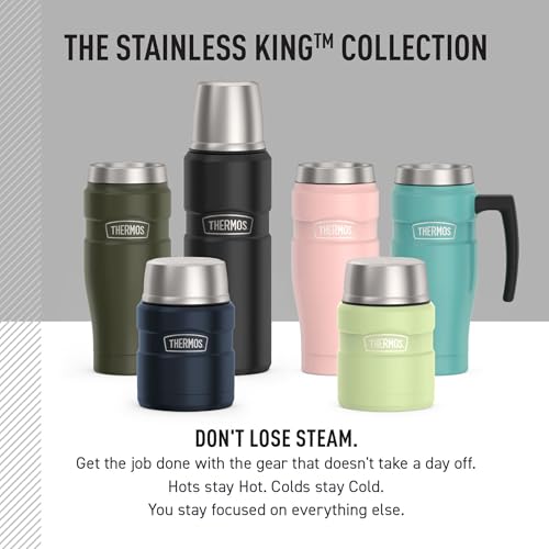 THERMOS Stainless King Food Jar with Bowl, 24oz, Matte Green - color: Matte Green, size: 24 Ounces