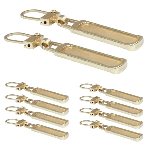 PHITUODA Gold Luggage Zipper Pull Replacement, 10 PCS | Detachable Metal, Zipper Pull Tab Repair Kit, For Clothing Jacket Coat Jeans, For Luggage Suitcase Purse Handbag - style: Gold