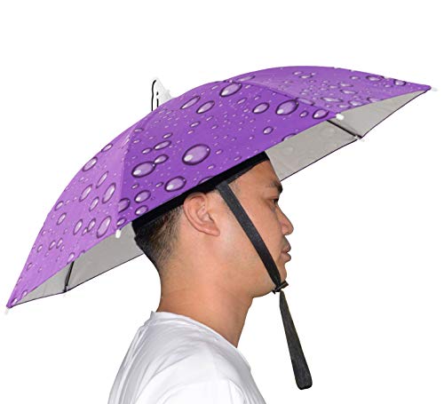 NEW-Vi Umbrella Hat Adult and Kids Folding Cap for Beach Fishing Golf Party Headwear - color: Purple