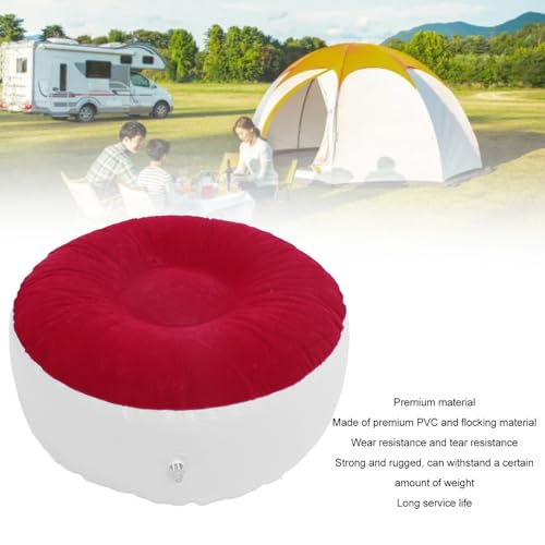 Inflatable Flocking Stool, Lightweight Portable Ergonomic Design Soft Flocking Inflatable Foot Rest Sitting Stool for Outdoor Camping Picnic Fishing - color: Red