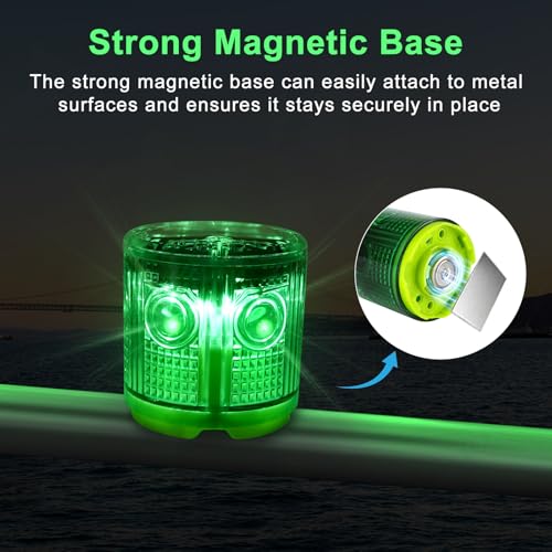 Aolyty Solar Strobe Warning Light, Magnetic Base, 360° Visible, Green - color: Green