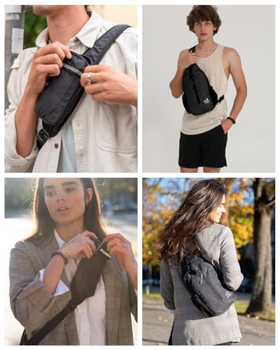 WATERFLY Crossbody Sling Backpack Sling Bag Travel Hiking Chest Bag Daypack (Black) - color: Black
