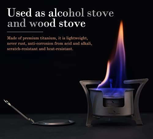 Boundless Voyage Titanium Alcohol Stove Spirit Burner with Fire Cover Outdoor Wood Stove with Stands Brackets Camping Multi-Fuels Ultralight Backpacking Stove (Stove & Bracket Set) - color: Stove & Bracket Set