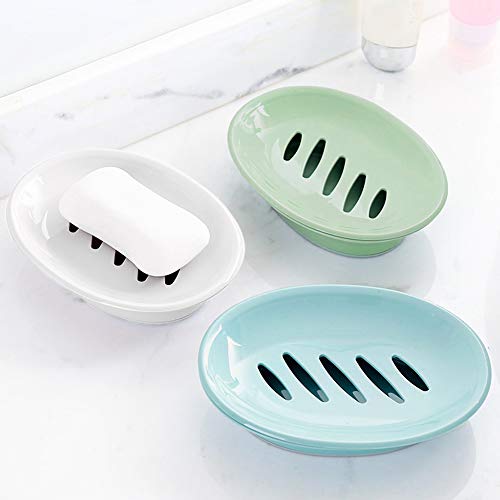 WYOK 2-Pack Soap Dish Plastic Soap Holder with Drainage for Shower (White) | Bar Soap Tray, Soap Case with Drain, Keep Soap Dry, Self Draining, Non-Slip, Easy Cleaning, For Bathroom Kitchen Sink - color: White