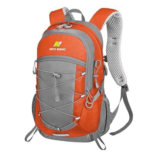 N NEVO RHINO Hiking Backpack,20L Waterproof Hiking Outdoor Daypack | Lightweight Travel Camping Foldable Daypack,Small Backpack for Men Women - color: Orange