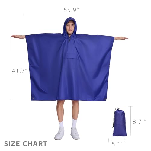 Multi functional cape hooded raincoat suitable for outdoor camping and hiking, suitable for both men and women - color: Blue