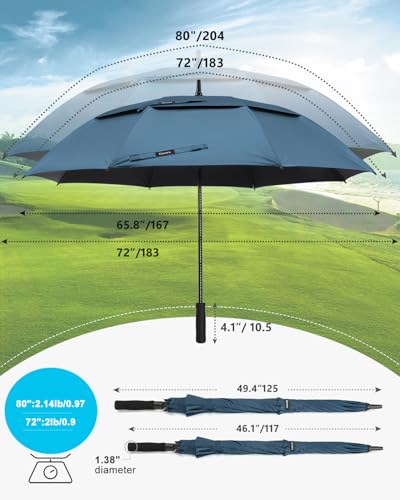 Gonex 62/68/72/80 Inch Golf Umbrella, Auto Open, Windproof, UV Protection - color: Navy Blue/ Black UV Coating, size: 80 inch