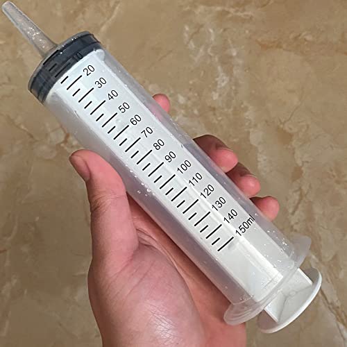 2 Pack 150ml Large Syringes Big Syringes, Large Garden Syringe for Scientific Labs, Measuring, Watering, Refilling (150 ML) - size: 150 ML