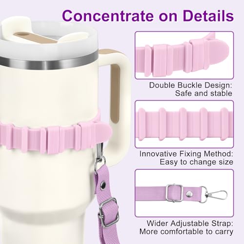 Water Bottle Holder with Strap for Stanley Cup Accessories,Adjustable Shoulder Strap Compatible with Stanley Tumbler,Owala,Hydroflask, YETI and More - color: Purple