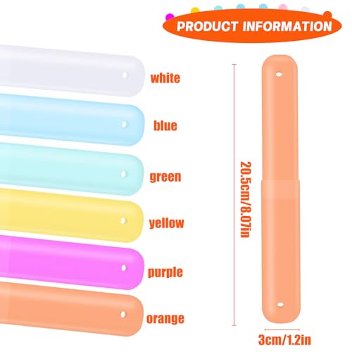 60 Pack Plastic Toothbrush Holders Portable Travel Cases 6 Color