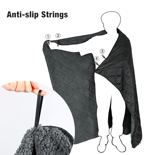 REDCAMP Large Camping Blanket with Sherpa Lining, Black 71"x59" - color: Black, size: 59"x 71"
