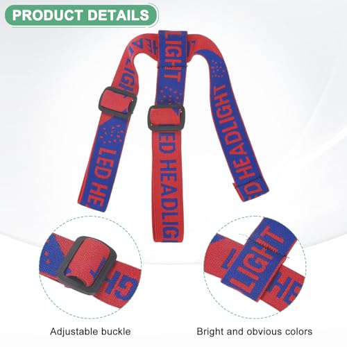 M METERXITY 3-Pack Headlamp Strap Replacement Headband, High Elastic Headlamp Adjustable Bicycles Head Band Belt for Flashlight Camping Riding [Red Blue, 1.65"/42mm] - color: Red Blue