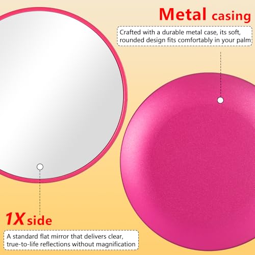 Retro metal compact travel mirror , compact mirror for wallets and pockets - color: Red