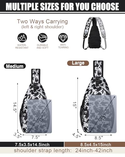 Pritent Crossbody Bags for Women Men Trendy Sling Bag Backpack Casual Chest Bag with Convertible Shoulder Strap - color: Cowprint, size: Medium