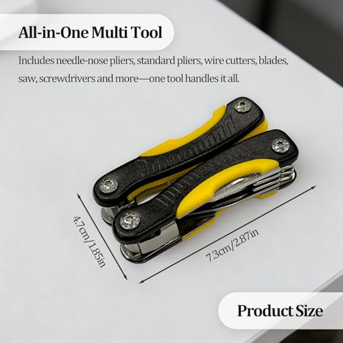 Compact 11-in-1 Mini Pocket Multitool Knife – Small Folding Pliers Tool with Blade, Screwdrivers & Nylon Sheath for EDC, Camping, Hiking