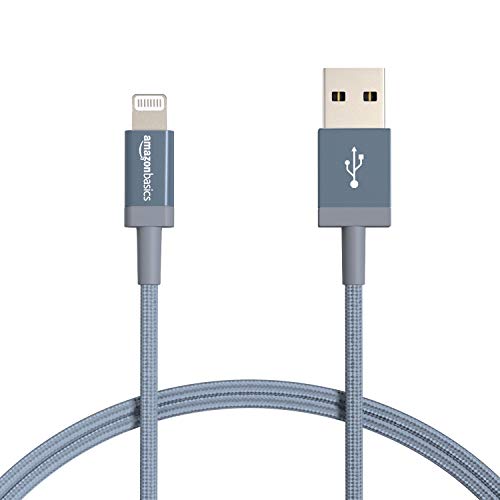 Amazon Basics 2-Pack USB-A to Lightning Cable, Apple MFi Certified, Nylon Braided Cord for iPhone 14 13 12 11 X Xs Pro, Pro Max, Plus, iPad, Data Sync, 3 Foot, Dark Gray - color: Dark Gray, size: 3 Feet, style: 2-Pack