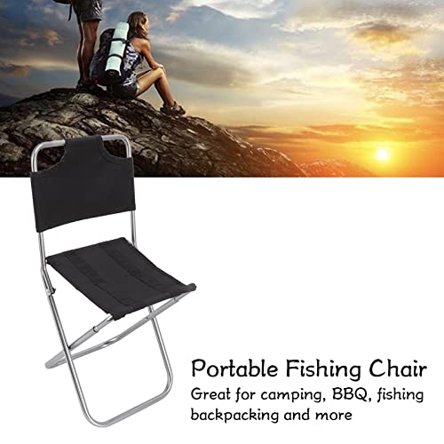 Agatige Mini Camping Folding Chair, 23.5x22x47cm Portable Backrest Fishing Chair Mortable Folding Stool with Storage Bag for Fishing Hiking Picnic Backpacking