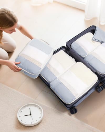 Narwey 6 Set Compression Packing Cubes for Travel, Lightweight Expandable Luggage Organizer Bags, Durable Space Saver Bags (Grey) - color: Grey