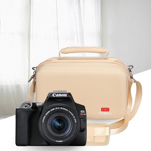 FBLFOBELI EVA Camera Case for Canon EOS Rebel T7/T8i/T5/R50/R100 | Hard EVA Shell, Shockproof & Water-Resistant, Custom Molded Interior, Detachable Shoulder Strap, Travel Storage Bag, Khaki - color: Khaki