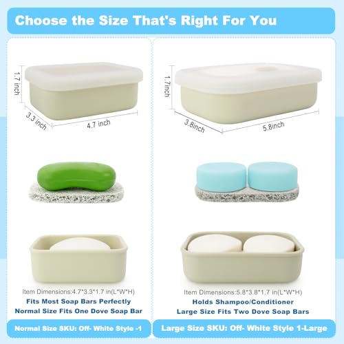 Travel Soap Case, Leak Proof Soap Container, Silicone Soap Box with Drainage Layer, Shatterproof Soap Holder for Travel, Camping, Gym(Off-White, Regular) - color: Off-white, size: Regular