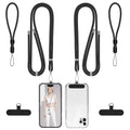 Phone Lanyard, 2 Pack Soft Nylon Neck Strap Universal Cell Phone Lanyard and 2 Pack Phone Wrist Strap with Durable Pads for Most Smartphones-Black - color: Black+black
