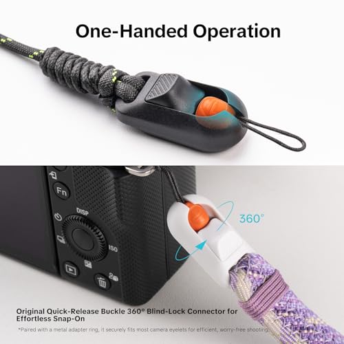 PGYTECH Rope Camera Wrist Strap Slim Trendy Style, Adjustable Quick Release - color: Mystic Blue