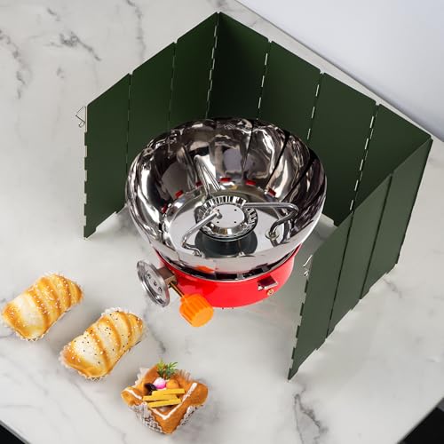 LinkWhere Camping Stove Windscreen – Heavy Duty Foldable Wind Guard with Carry Bag, Heightening and thickening plate, Portable Windproof Shield for Backpacking, High Altitude & Outdoor Grilling